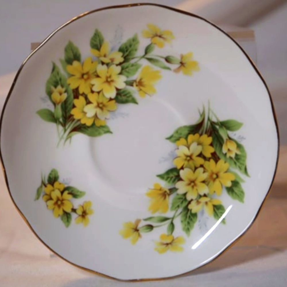 Dutchess Primrose Elegant Bone China Gold Trimmed Tea Saucer or Plate